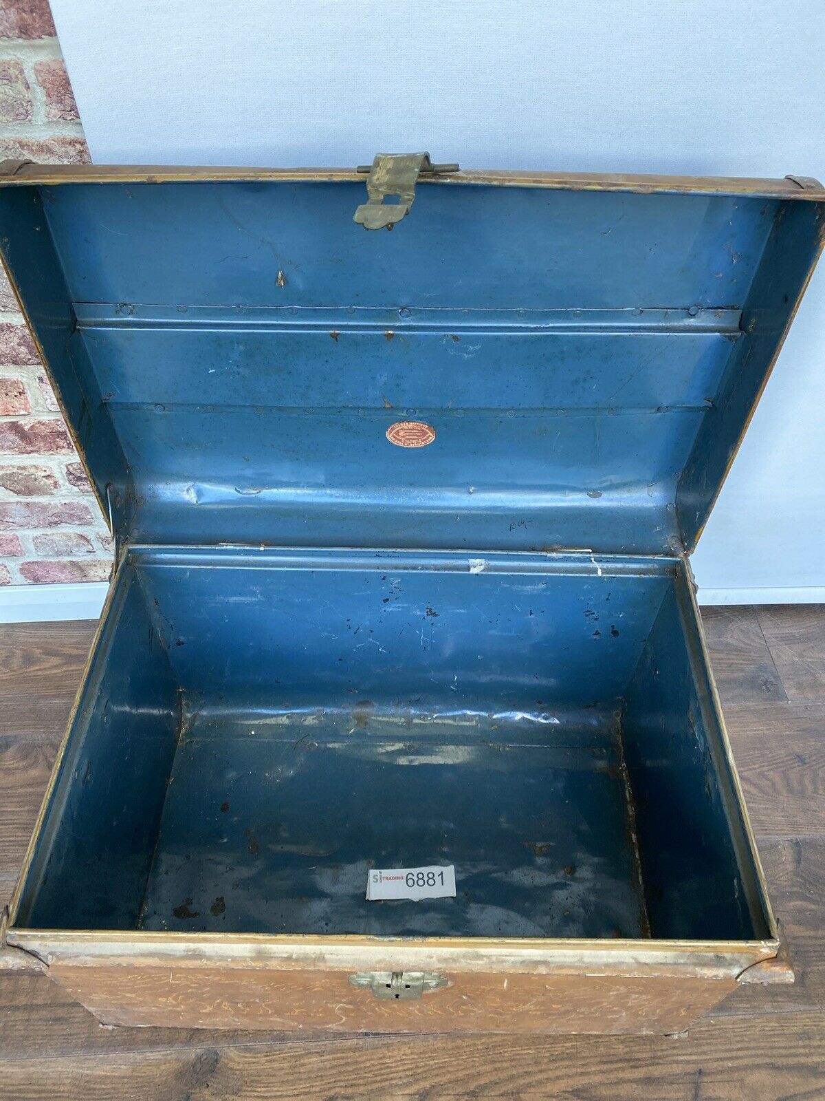 Vintage Large Metal Trunk Evans & Matthews Bull St. Birmingham - (6881)