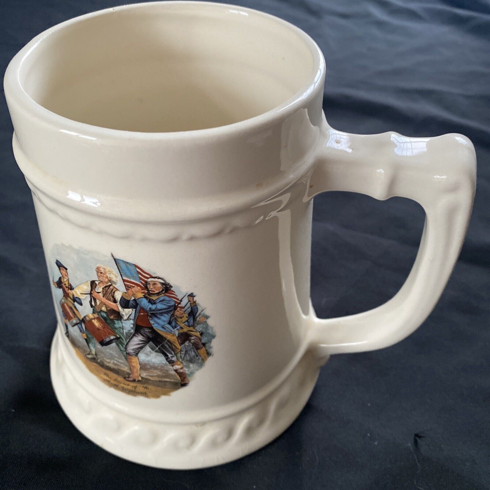 Ceramic Tankard Stein Made in U.S.A Civil war Large 1960's - 9368