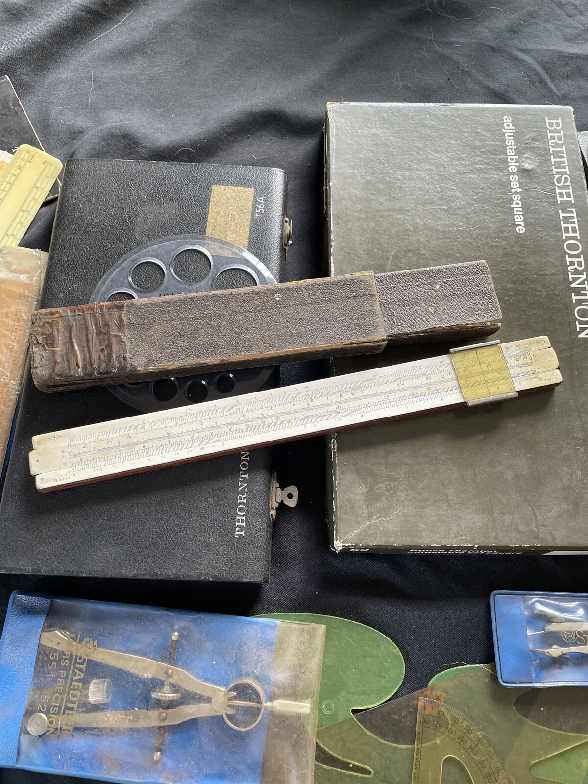Vintage British Thornton Drawing Instruments Slide Rule etc Job Lot - 9390