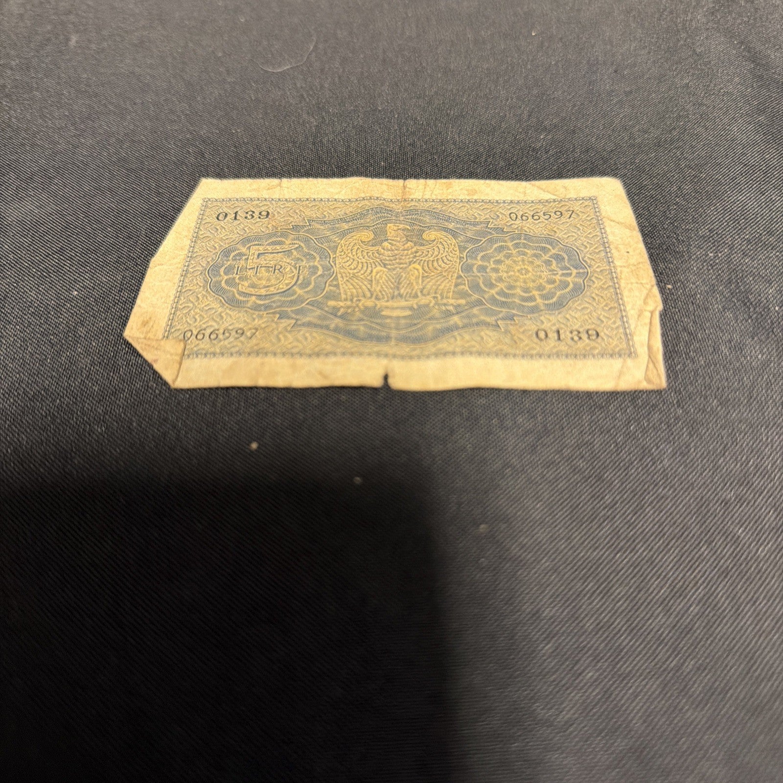 Bank Note Antique Regno D'Italia 5 Lire Cinque 1940 Circulated - (2305)