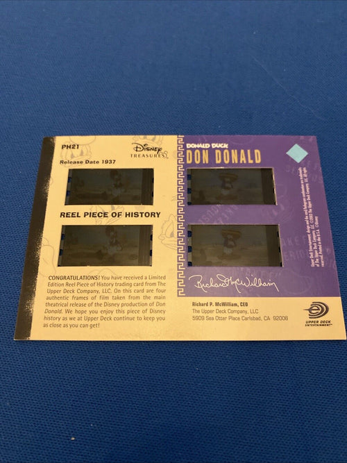 2003 Upper Deck Disney Treasures Don Donald 4 cell Reel Piece Card PH21 (5781)