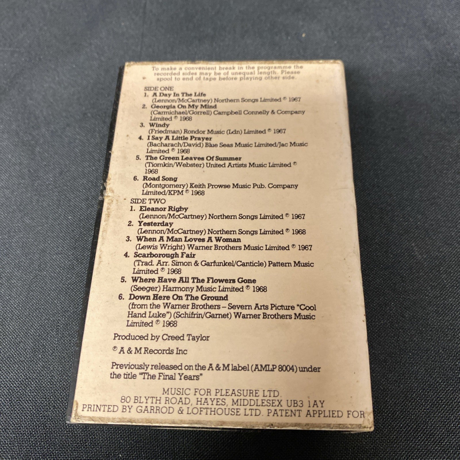 Wes Montgomery WINDY Music Cassette Tape 1967 - (1394)