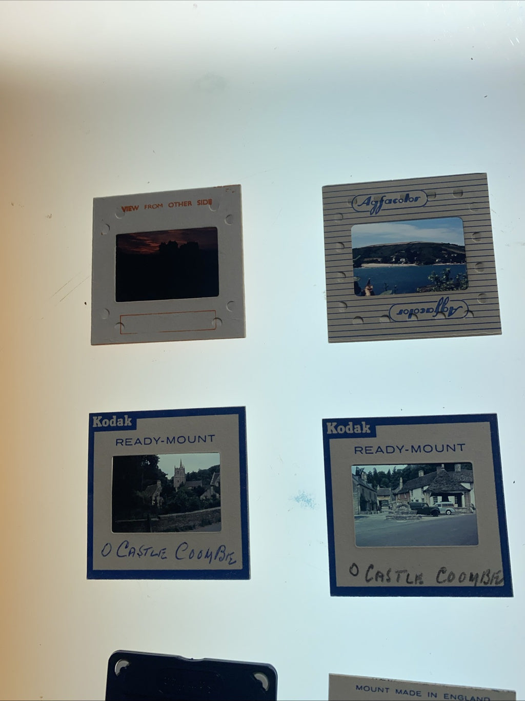 1960's Diatex 35mm Slide storage box 100 spaces + 63 scenic slides - 5493