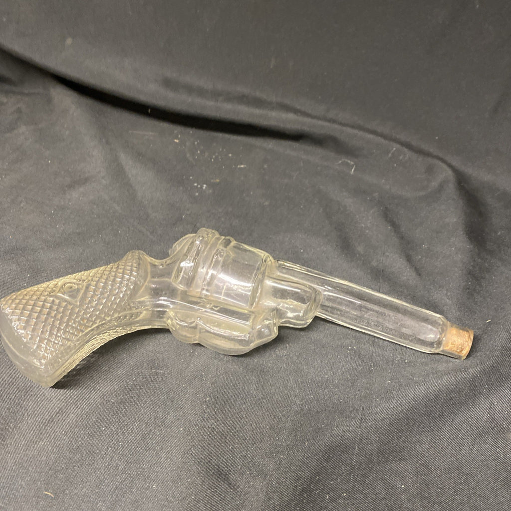 1920s Glass revolver bottle pistol gun Candy liquor storage antique - (1674)