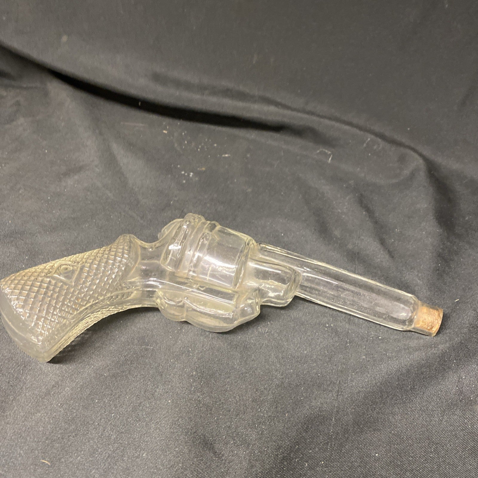 1920s Glass revolver bottle pistol gun Candy liquor storage antique - (1674)