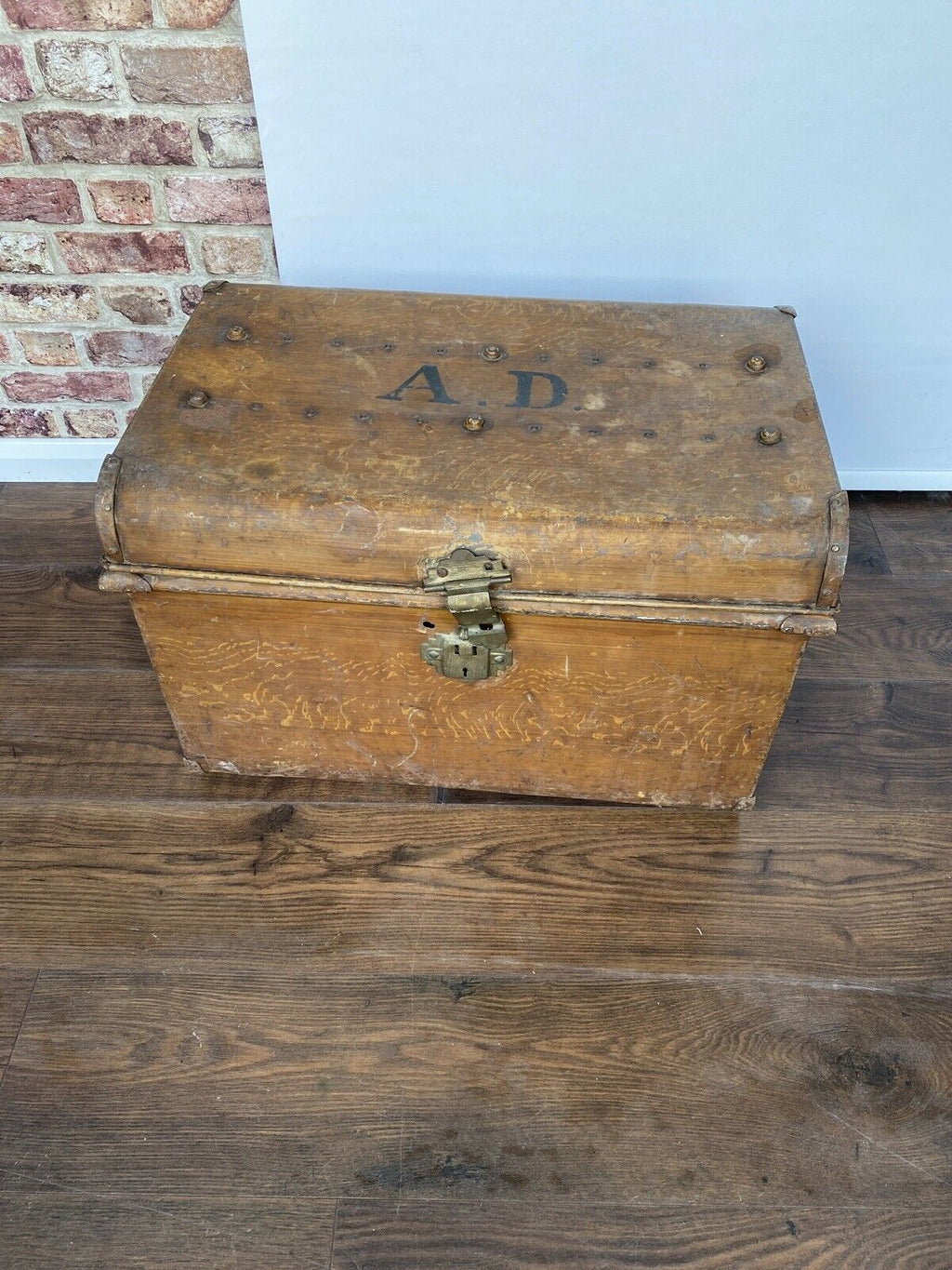 Vintage Large Metal Trunk Evans & Matthews Bull St. Birmingham - (6881)