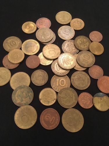 Germany 10 / 5 / 2 / 1 Pfennig coins x 37 - 1949 to 1980 - (2808)