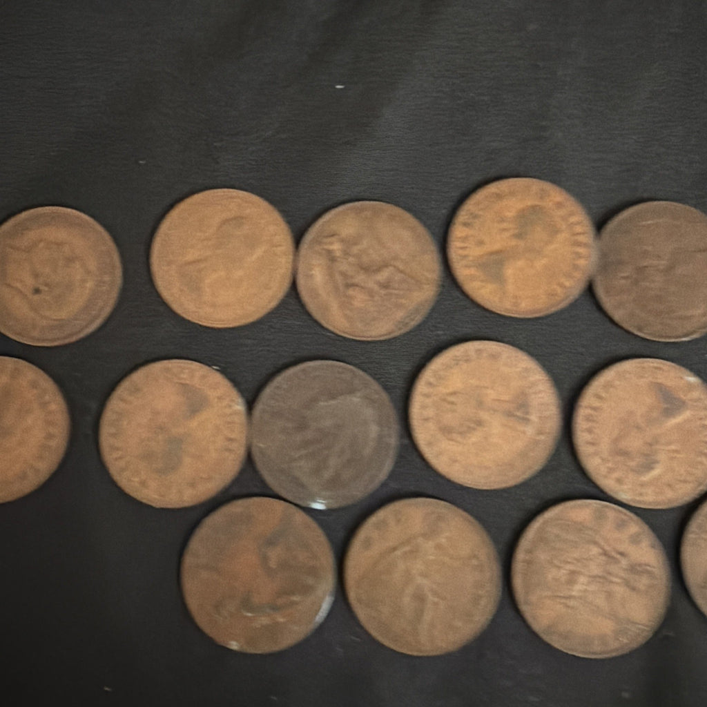18 x British One Penny coins 1901 to 1967 spanning 3 Kings and 2 Queens  - (2360)