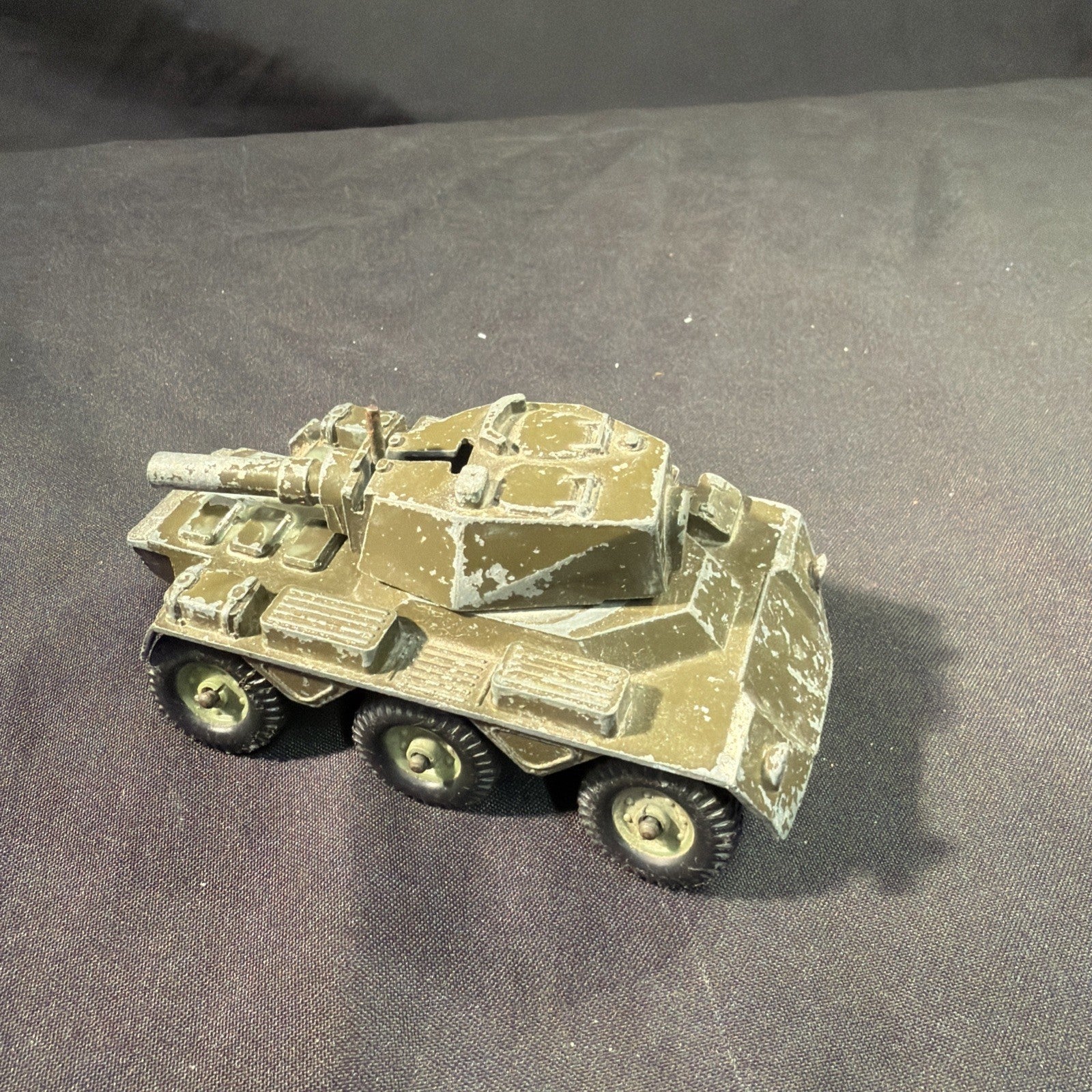 Crescent Toys 6x6 Armoured Military Vehicle w/ Cannon Vintage Diecast England -(2045)