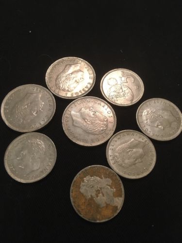 Spain 5 PTAS Pesetas 1980 x 5 + 25 PTS x 3 Coins - Espana 82 World Cup - (2818)