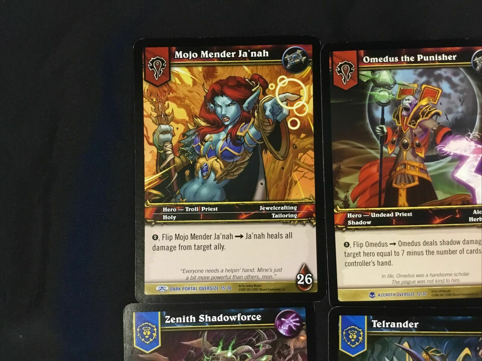 WOW World of Warcraft Oversize cards job lot Zenith, Telrander, Ja'nah, Omedus, Aleyah - (7308)