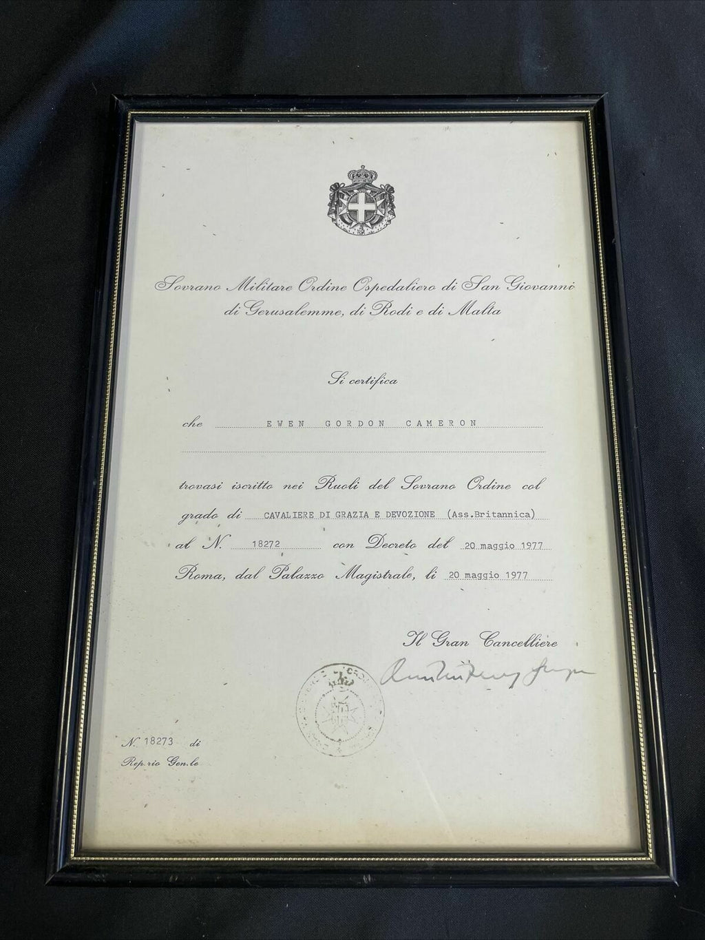 Memorabilia pertaining to Ewen Gordon Cameron Uncle to F/PM David Cameron (8230