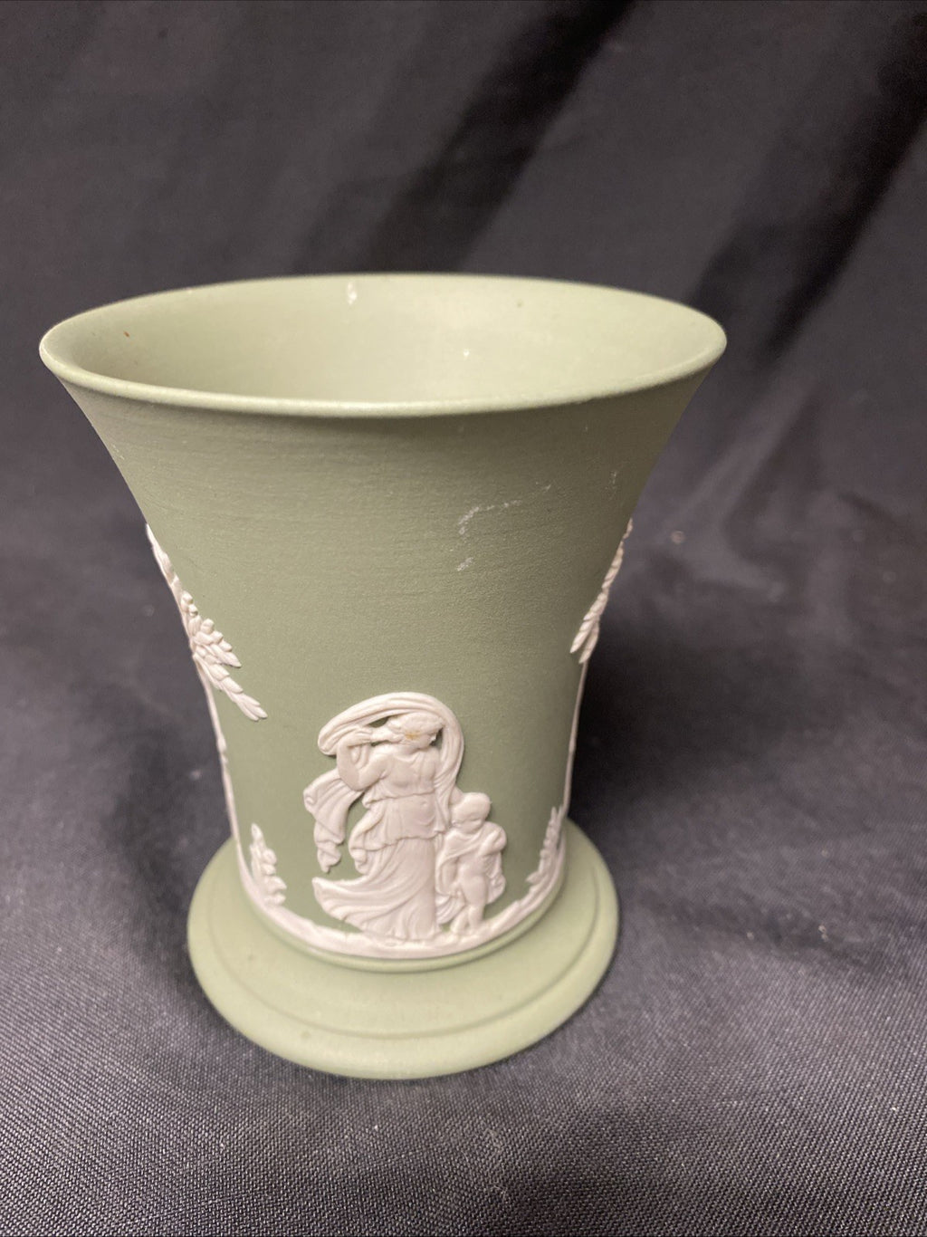 Vintage Wedgwood Jasperware Sage Green Grecian Vase - (1602)