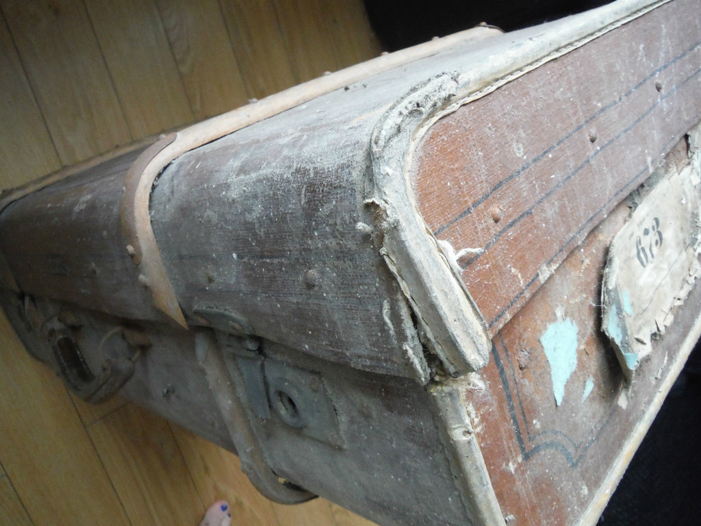 Vintage Luggage Trunk - Original - Garantiert Echt Rohrplatten 1900's (777)
