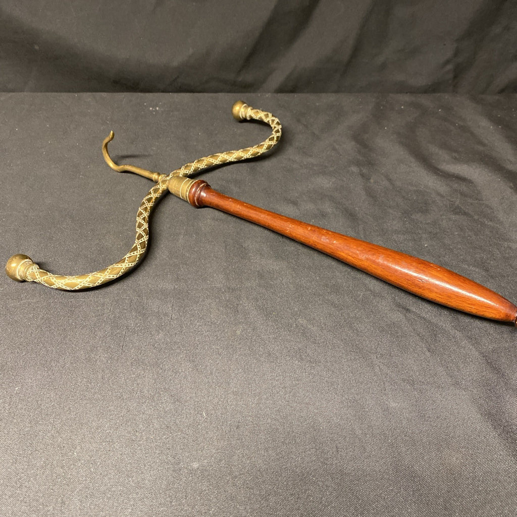 Antique Judge Barrister Wig and Gown Hanger Brass and wood Engraved - (1711)