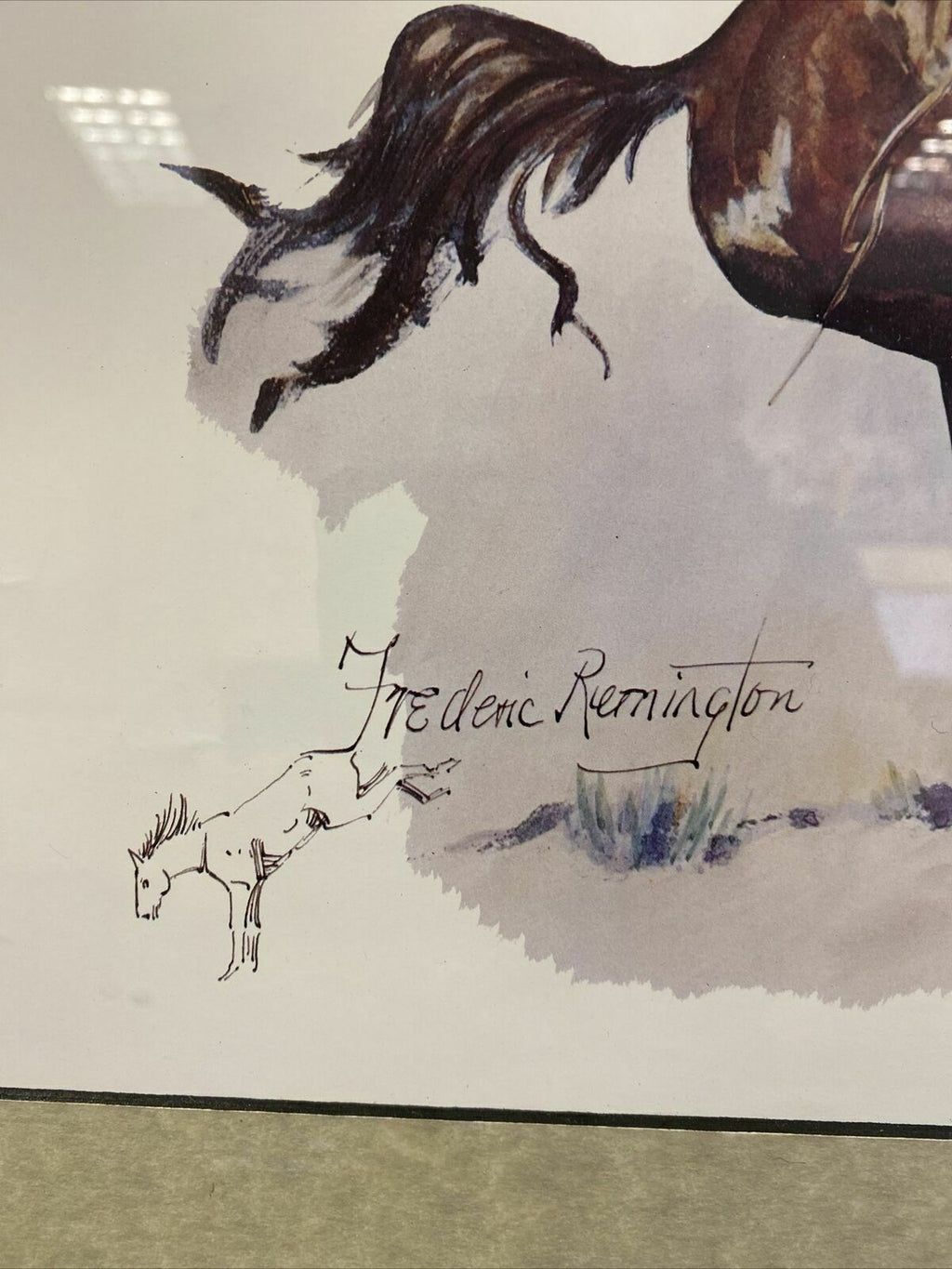 Frederic Remington A Crow Scout Watercolour print signed by Eugene Field  (7820