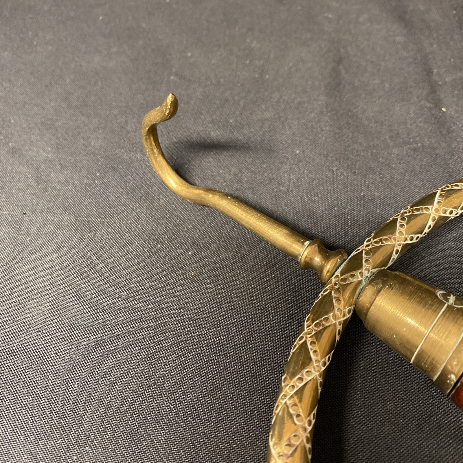 Antique Judge Barrister Wig and Gown Hanger Brass and wood Engraved - (1711)