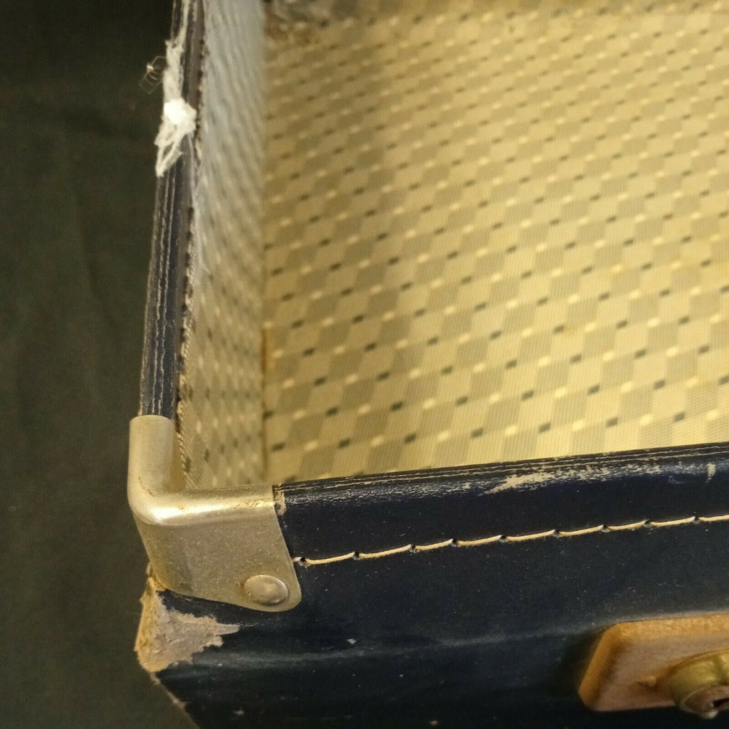 Vintage Suitcase Large Blue card fabric case prop / storage 1940's - (8089)