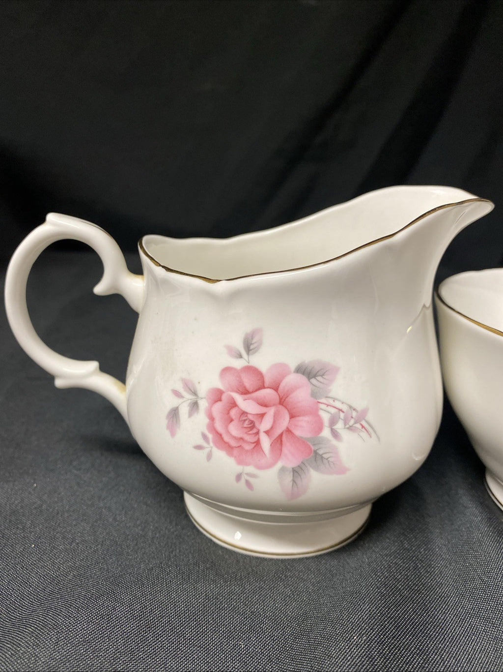 Duchess Fine China Pink Rose Sugar Bowl and Milk Creamer  - (1591)