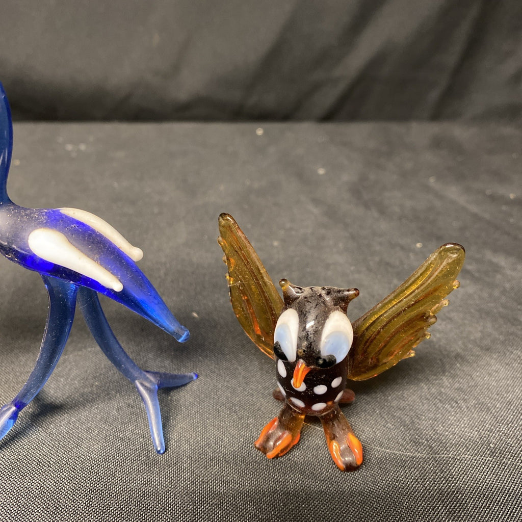 Murano x 3 1970's Glass figures Palm Tree, Owl, Heron - (1640