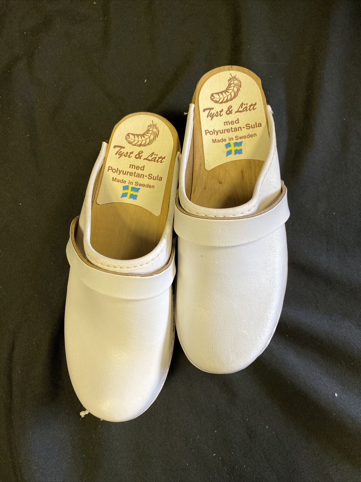 Tyst & Latt Med Poly Sula Swedish Cloggs Shoes White Size 3 UK 36 EU - New/Old Stock - (7765