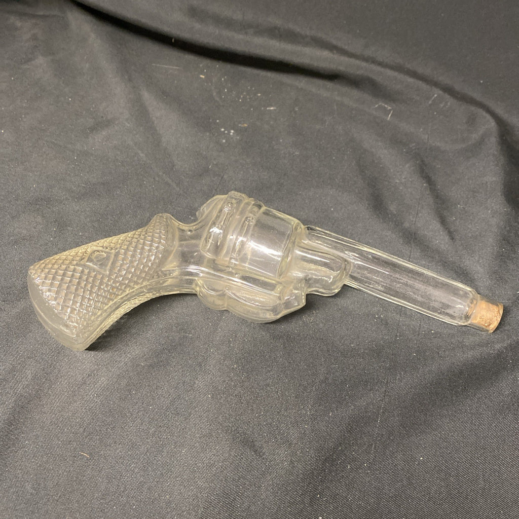 1920s Glass revolver bottle pistol gun Candy liquor storage antique - (1674)
