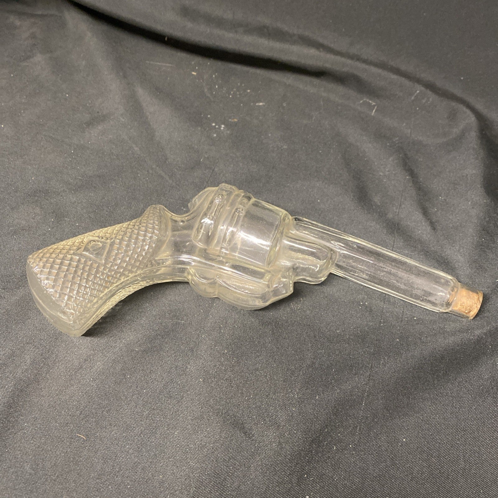 1920s Glass revolver bottle pistol gun Candy liquor storage antique - (1674)