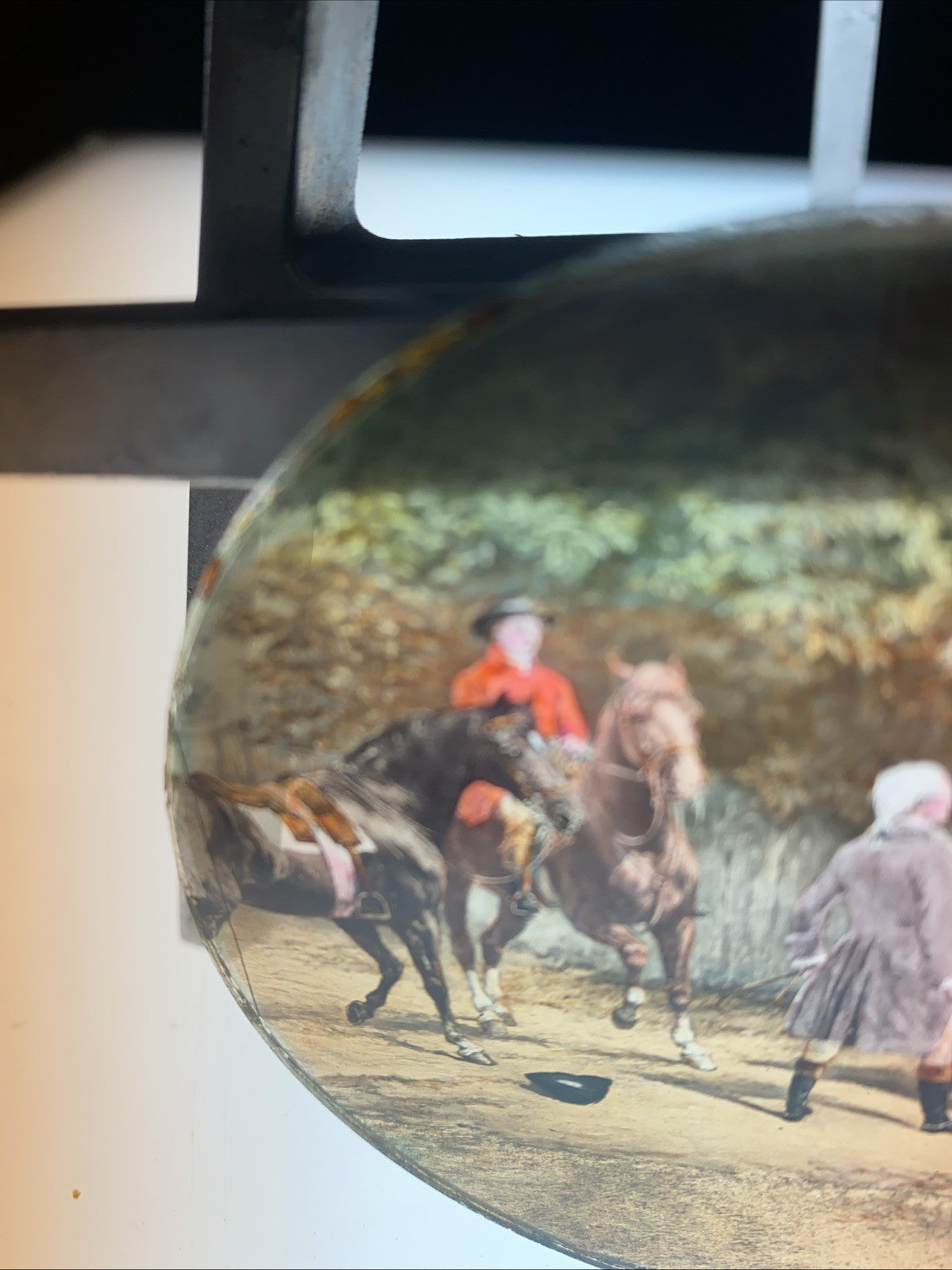 Magic Lantern Victorian Glass Round Handpainted Slide Church Conflict (1111)