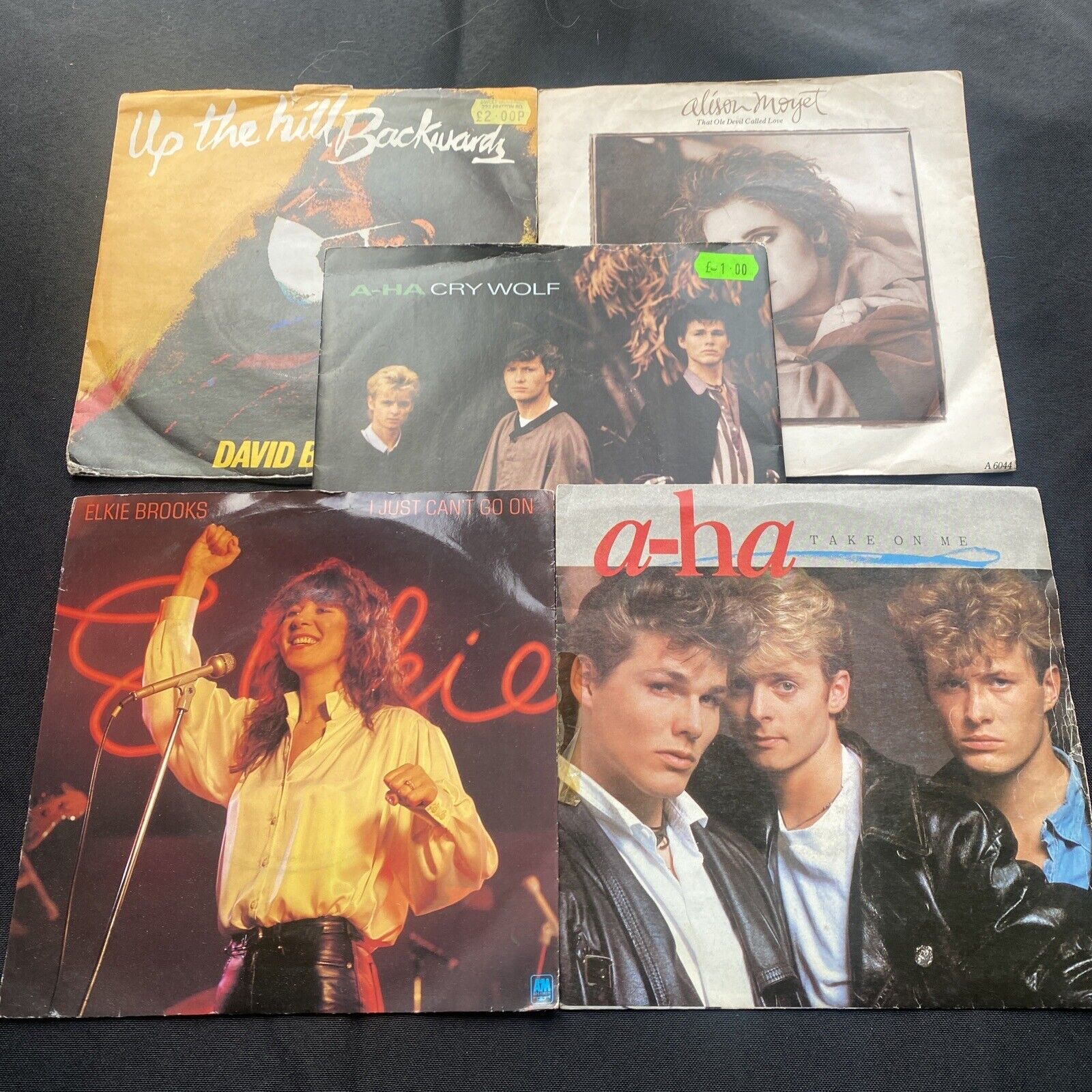 Vinyl Records 7" Singles 5 x 1980's A-Ha, David Bowie, Elkie Brooks Moyet (9447