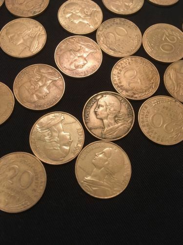 France 20 Centimes Coins Marianne x 23 - All 1970's - (2746)