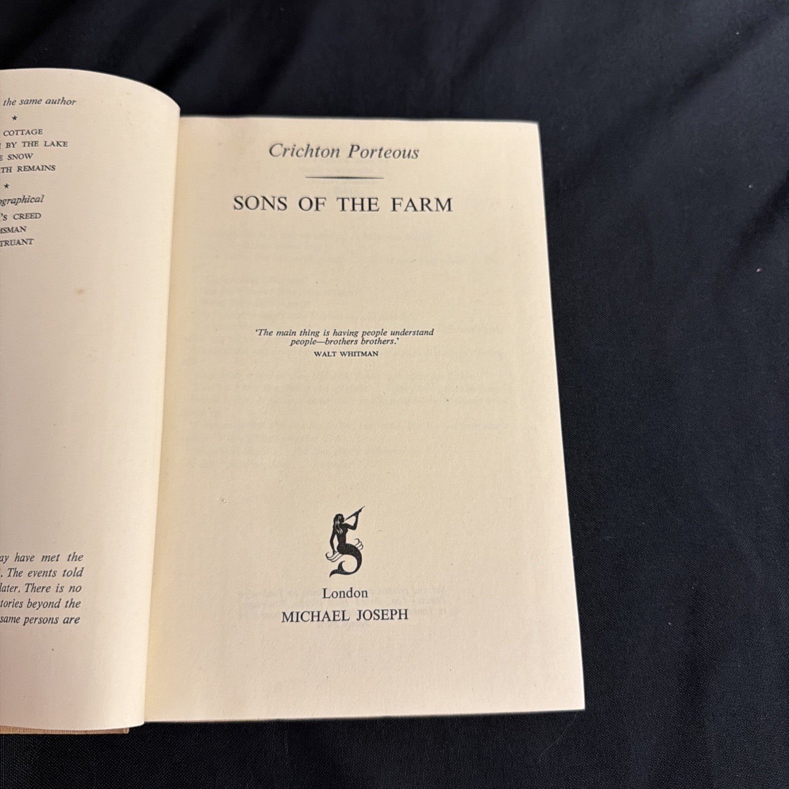 Crichton Porteous, Sons of the Farm 1948 First Edition  (2356)