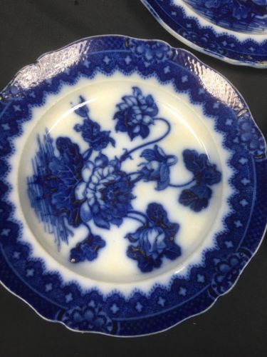 Thomas Dimmock & Co Kaolin Ware No 9 Stoneware Victorian x 3 plates 9" - (6672