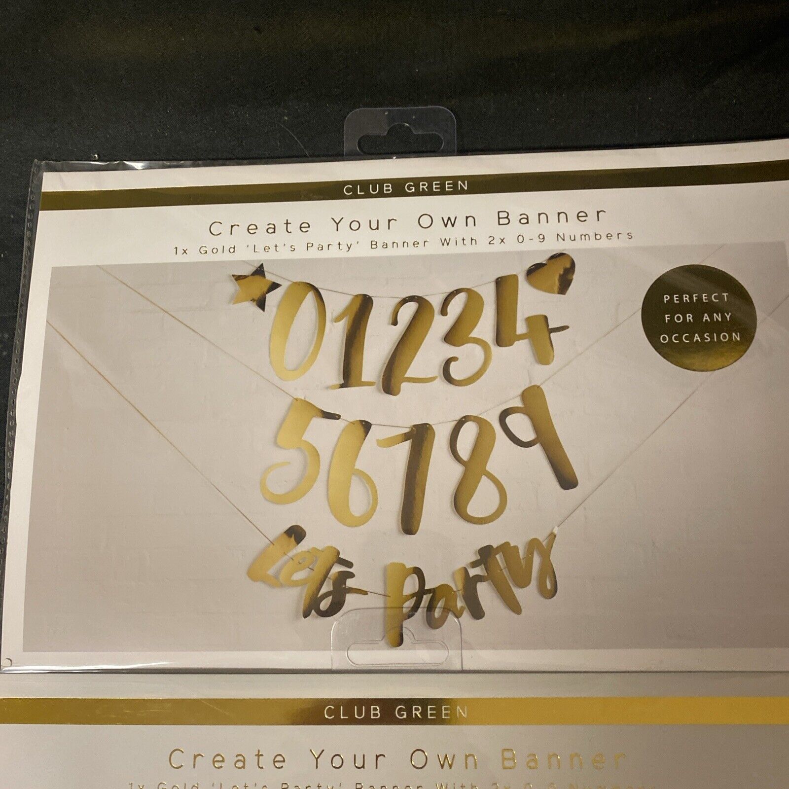 Club Green - Create Your Own Banner - x 2 packs GOLD Party Birthday (5334)