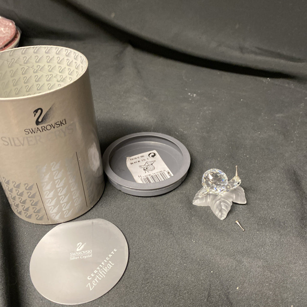 Swarovski Silver Crystal Small Snail on a leaf - Boxed SEE NOTE - (1617)