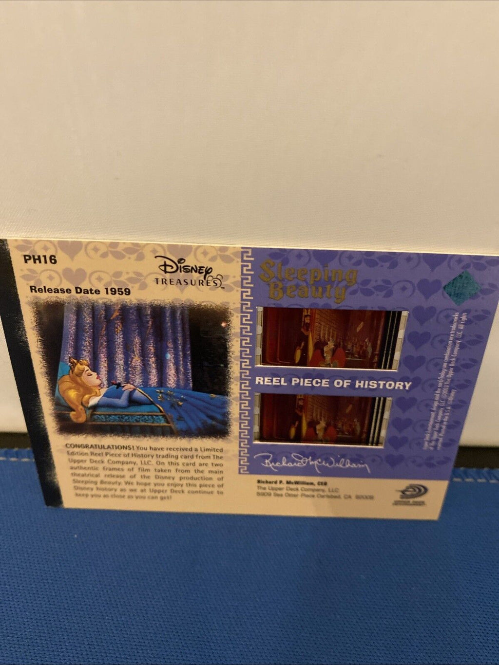 2003 Upper Deck Disney Treasures Sleeping Beauty Reel Piece Card PH16 (5777)