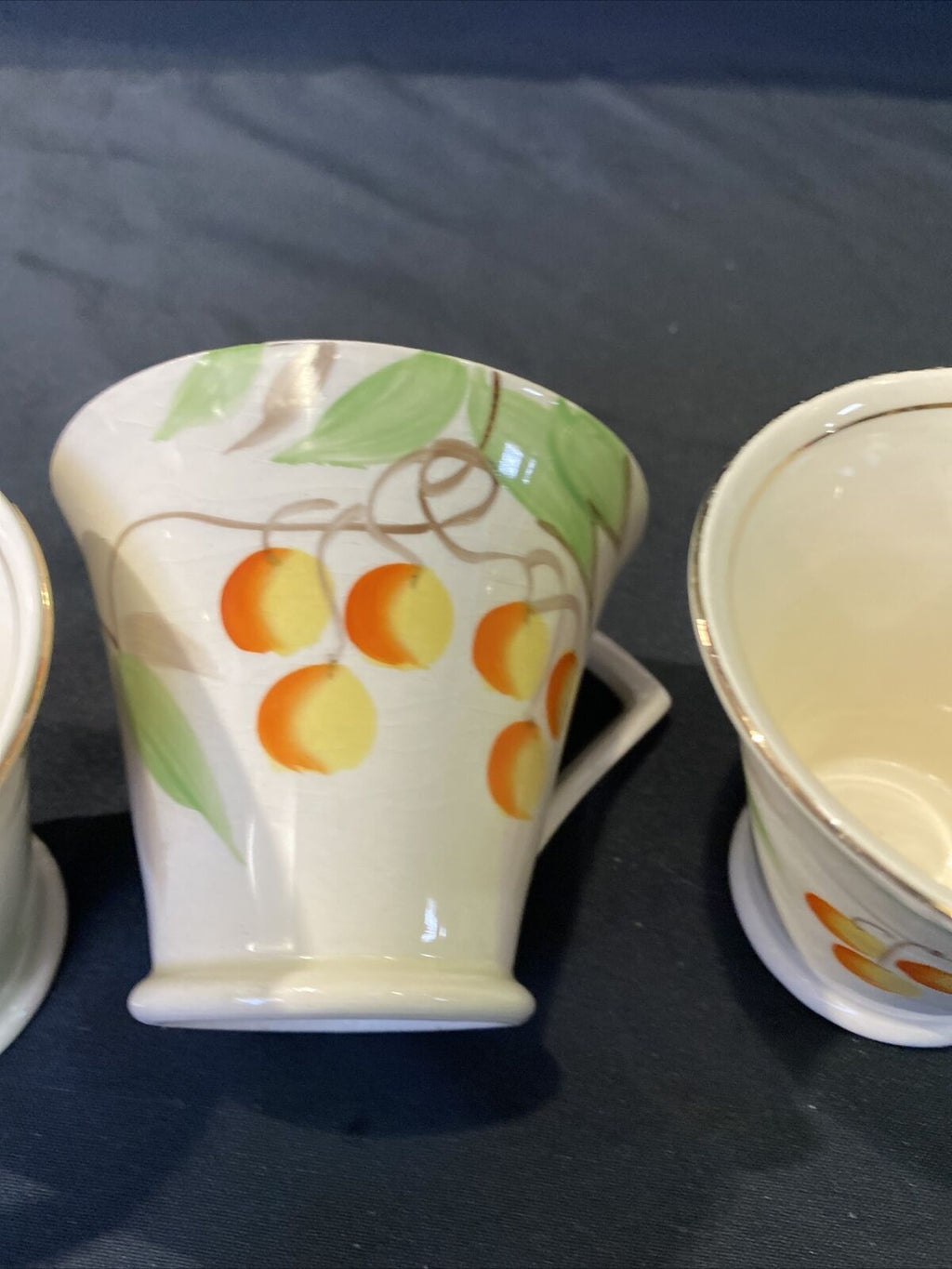 Antique Art Deco 1930's Crownford Ford & Sons 3 x Tea Cups - (8487)