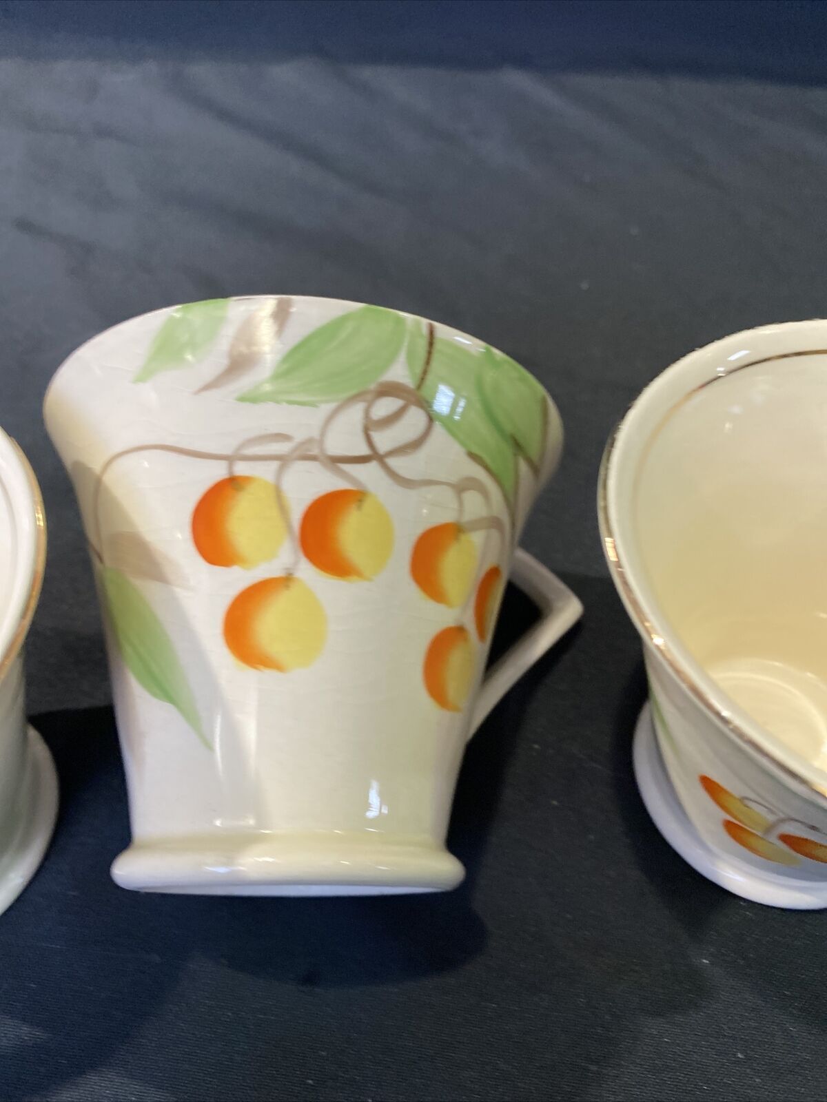 Antique Art Deco 1930's Crownford Ford & Sons 3 x Tea Cups - (8487)