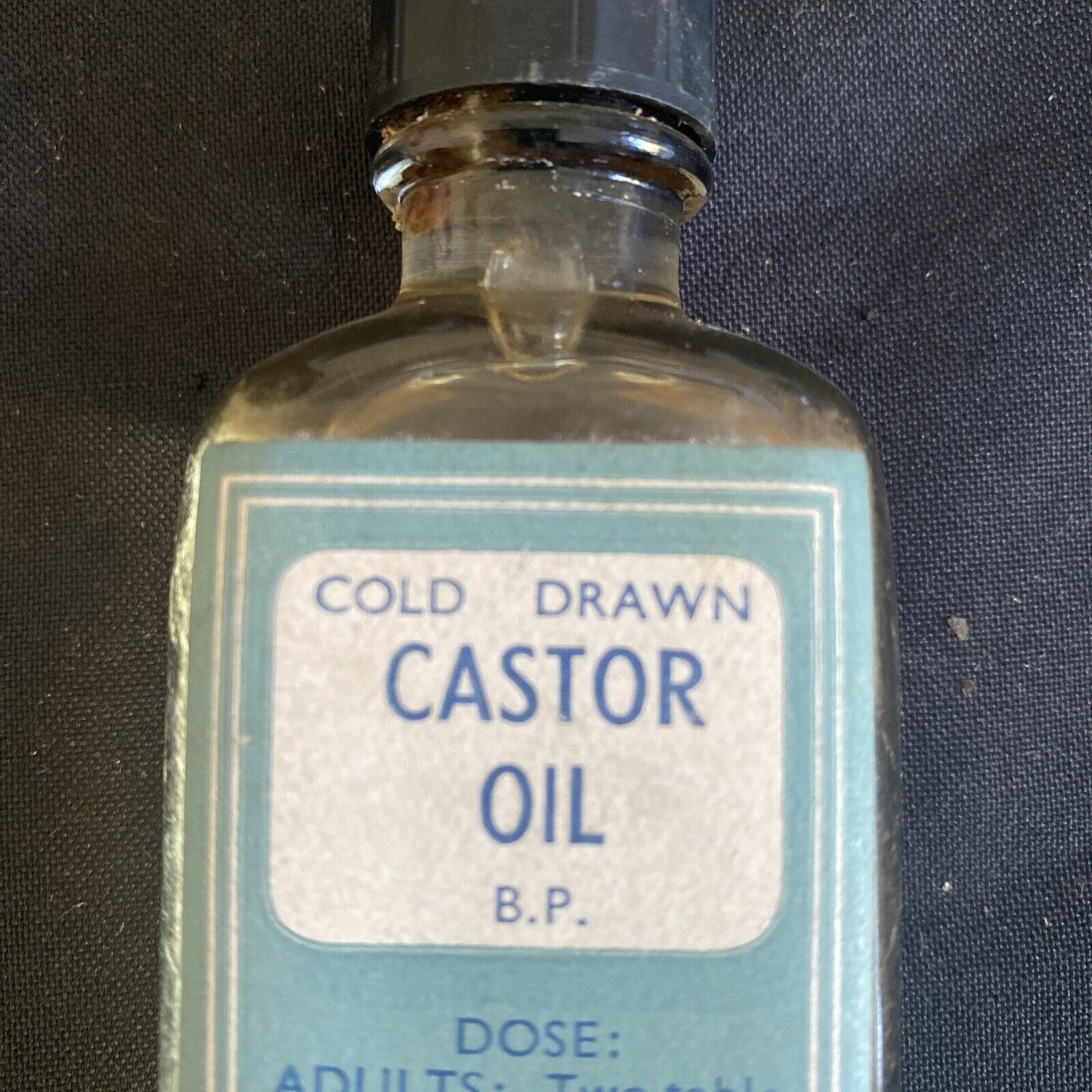 Antique Pharmacy Apothecary Castor Oil Unopened bottle - (9629)