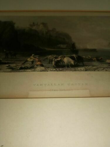 T. Allom R. Sands  1836 Engraving - Tamtallan Castle East-Lothian - Framed (7014
