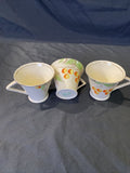 Antique Art Deco 1930's Crownford Ford & Sons 3 x Tea Cups - (8487)