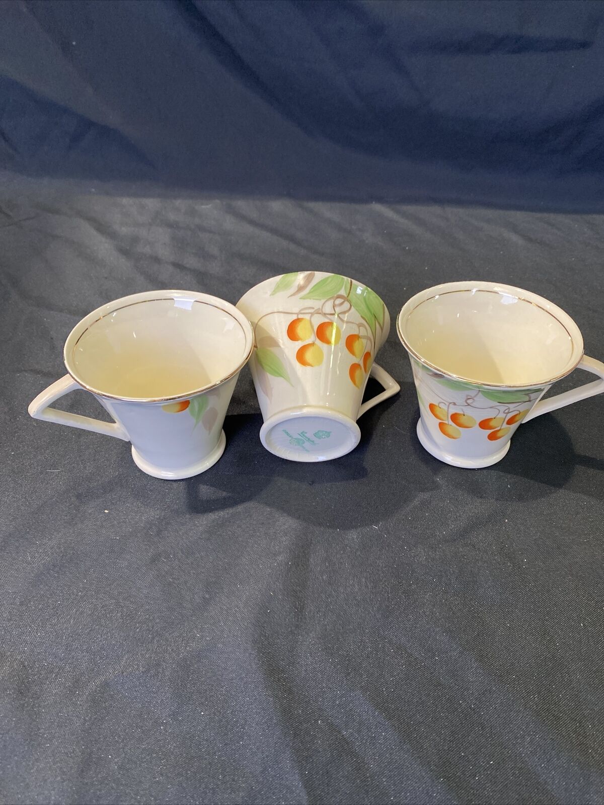 Antique Art Deco 1930's Crownford Ford & Sons 3 x Tea Cups - (8487)