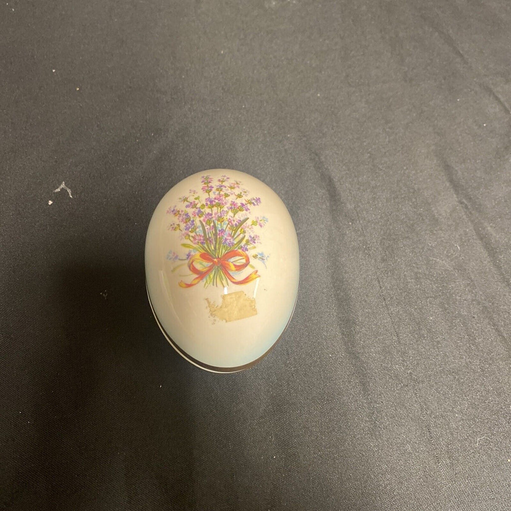 Trinket Box EGG - Royal Worcester Ringtons Tea 1982 Pottery egg - (9195)