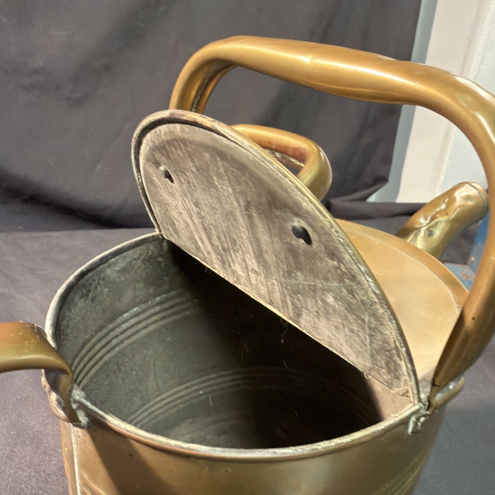Antique Victorian 1900's Joseph Sankey & Sons Solid Brass Watering Can - (2032)