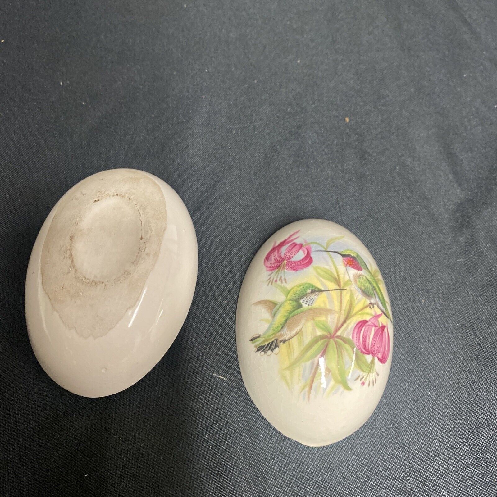 Trinket Box EGG - England Bone China Honeysuckle design Egg - (9224)
