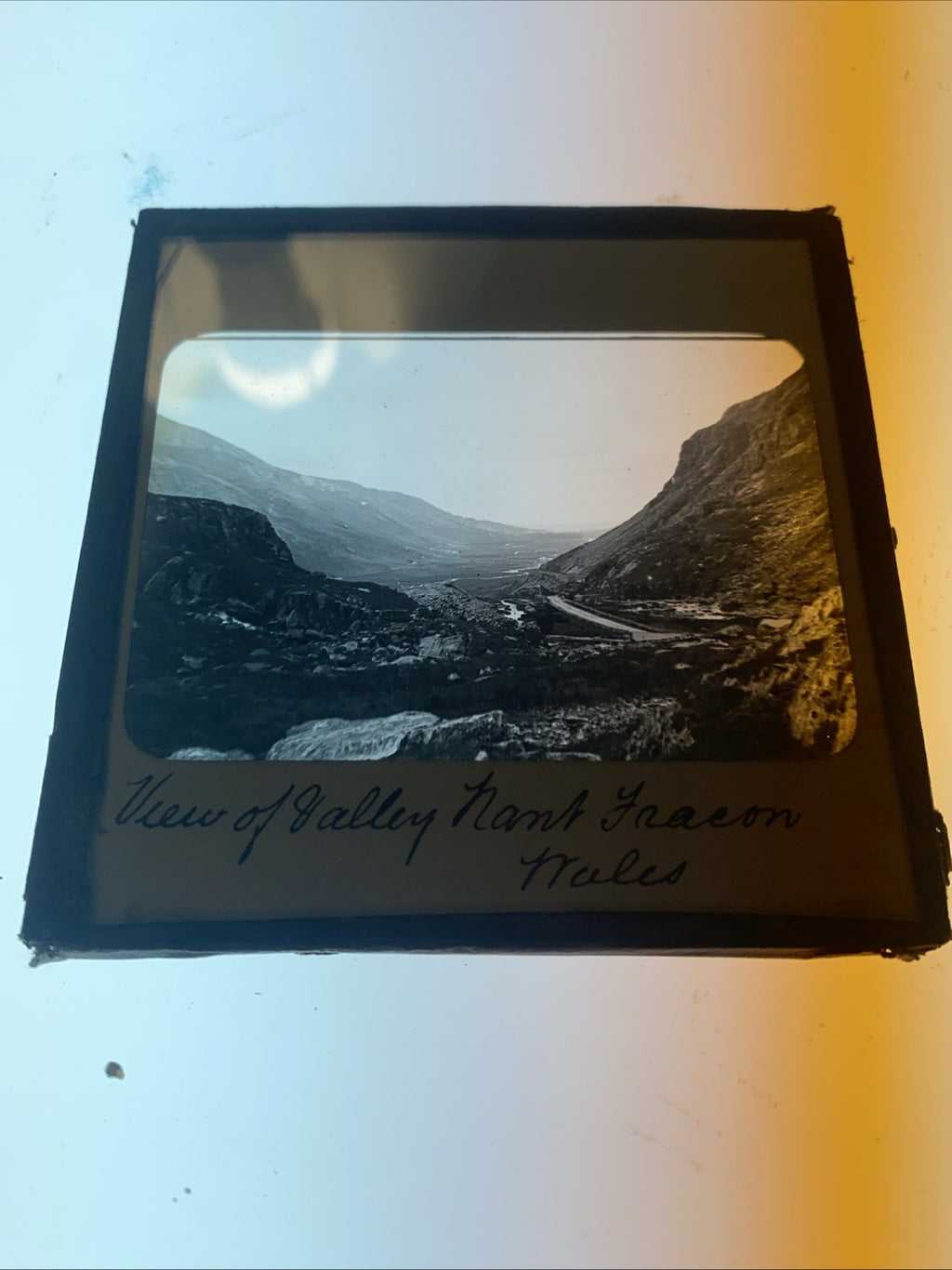 Magic Lantern Victorian Glass Square Photo Nant Ffrancon Valley Wales (1068)