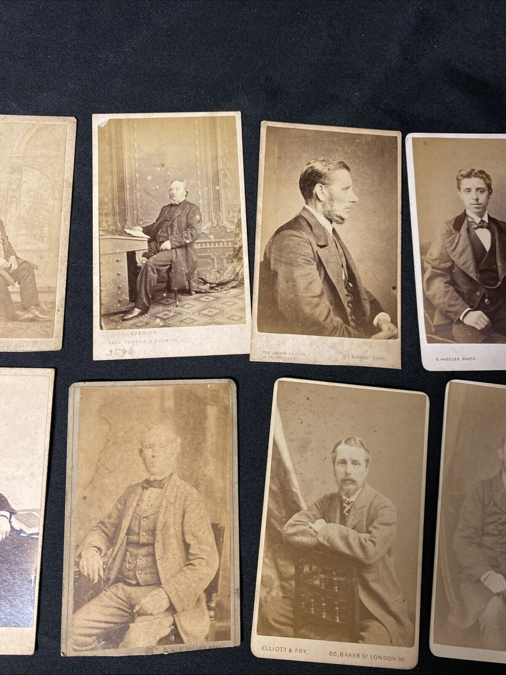 Victorian Carte De Vista CDV's x 8 Features Gentlemen Seated London - (5443)