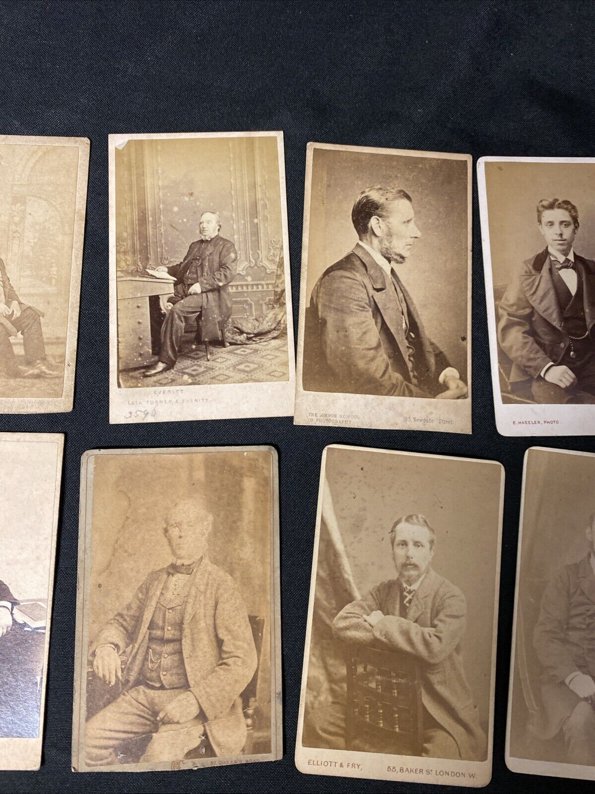 Victorian Carte De Vista CDV's x 8 Features Gentlemen Seated London - (5443)