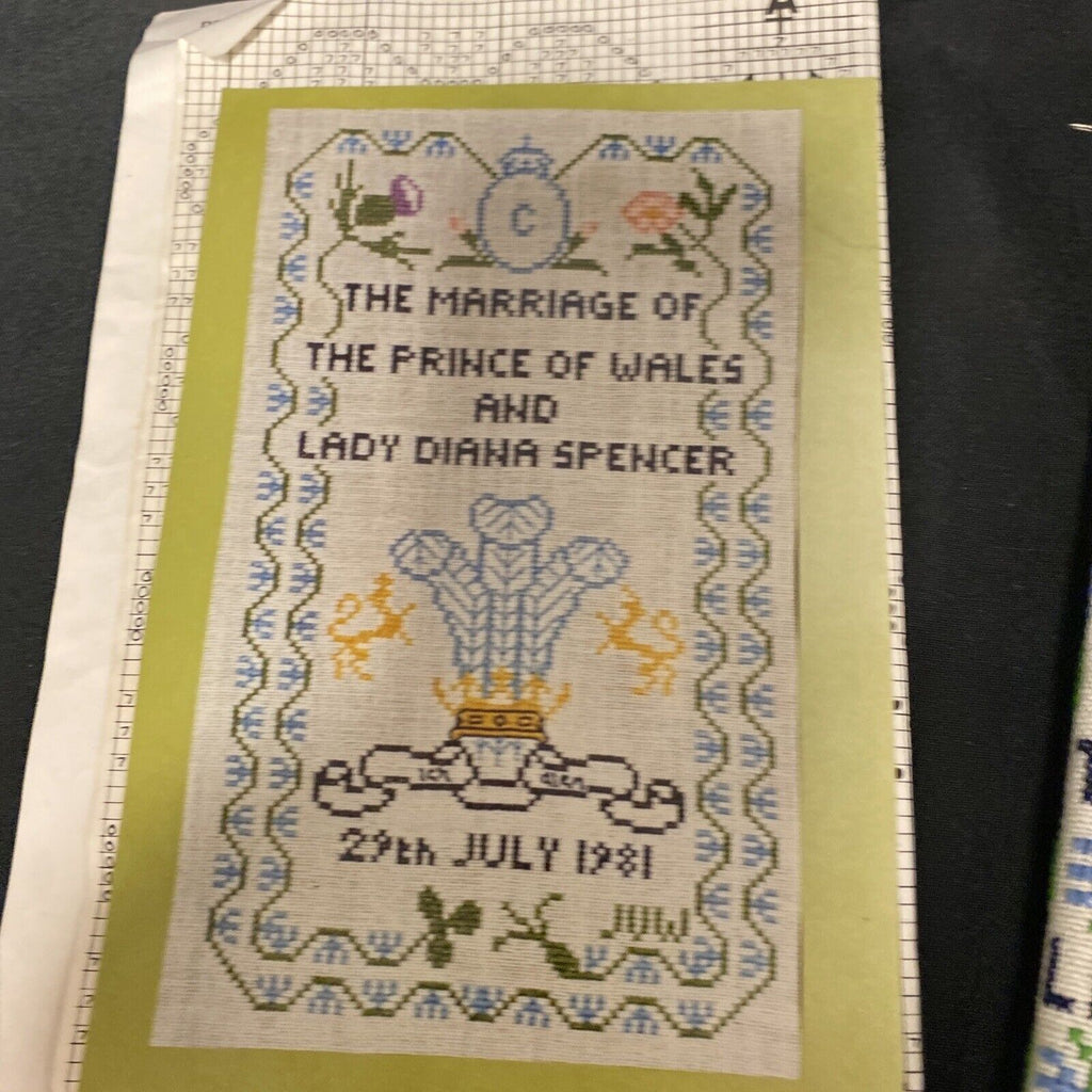 Vintage 1980's Marriage of Prince Charles to Diana Cross Stitch DONE - (9016)