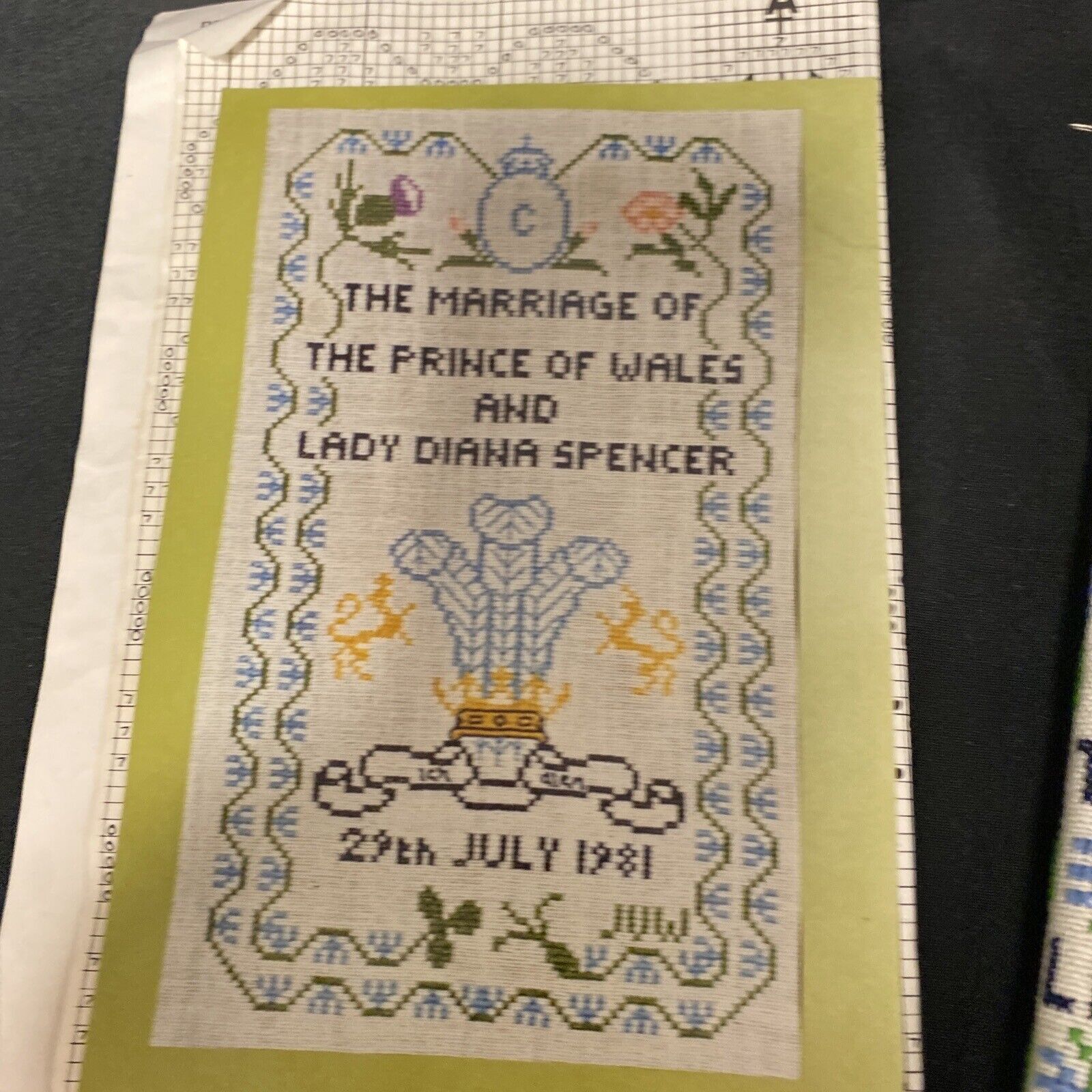Vintage 1980's Marriage of Prince Charles to Diana Cross Stitch DONE - (9016)