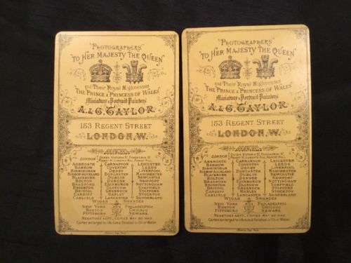 Victorian CDV Cabinet Photo -1870’s A&G Taylor LONDON X 2 Husband & Wife (2316)